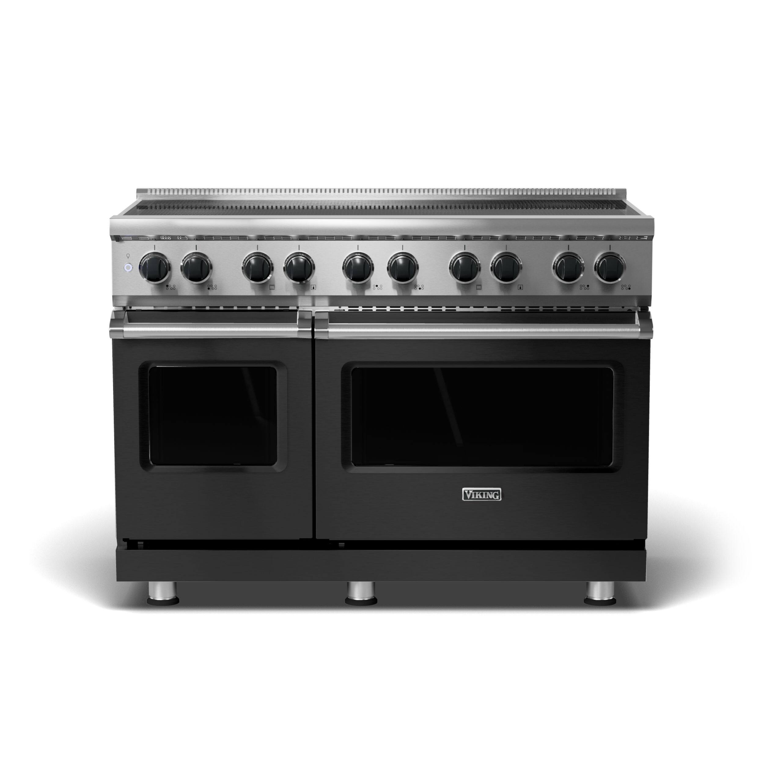 Front. Viking - 5 Series 48" Wide Freestanding Electric Induction Range - Cast Black.