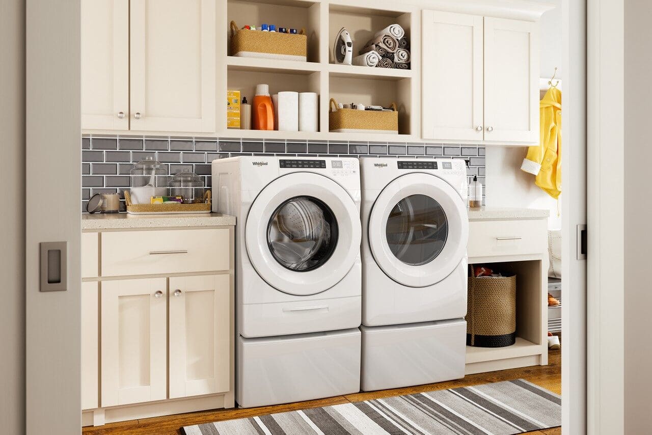 Alt View 23. Whirlpool - 4.5 Cu. Ft. High Efficiency Stackable Front Load Washer with Steam and Load & Go Dispenser - White.