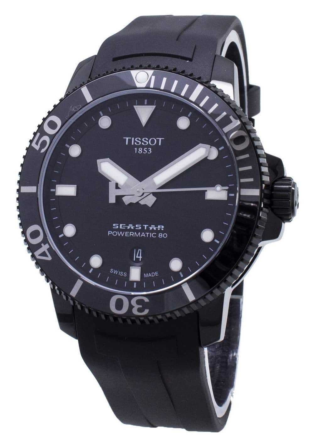 Tissot - T-Sport Seastar Powermatic 80 T120.407.37.051.00 T1204073705100 Automatic 300M Men's Watch - Black