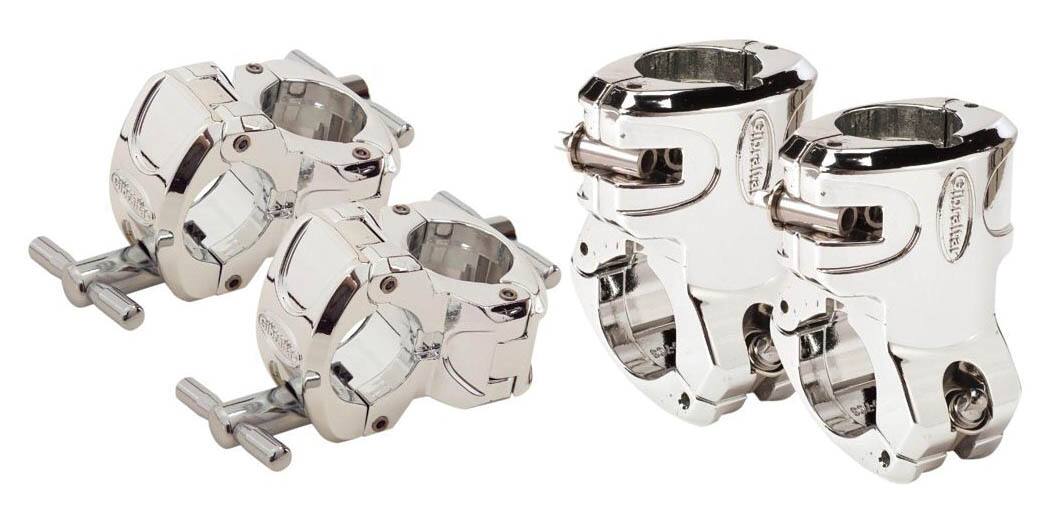 Front. Gibraltar Hardware - T-Leg and Right Angle Clamp Set for Drum Rack System, 4-Piece Chrome Hardware Upgrade Kit w/ Quick-Release T-Leg Clamps.