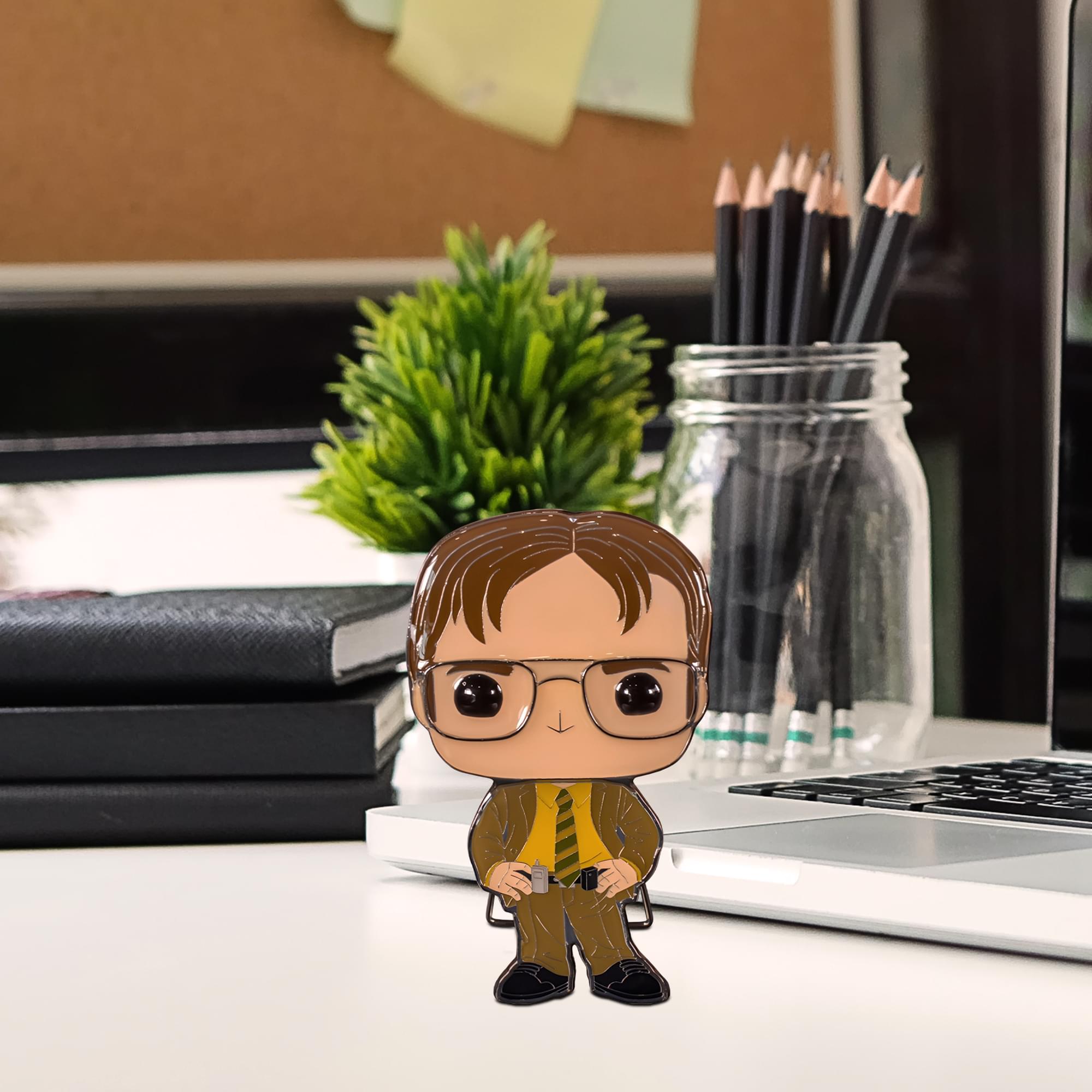 Alt View 2. Funko - The Office 3 Inch Funko POP Pin | Dwight Shrute - Brown.