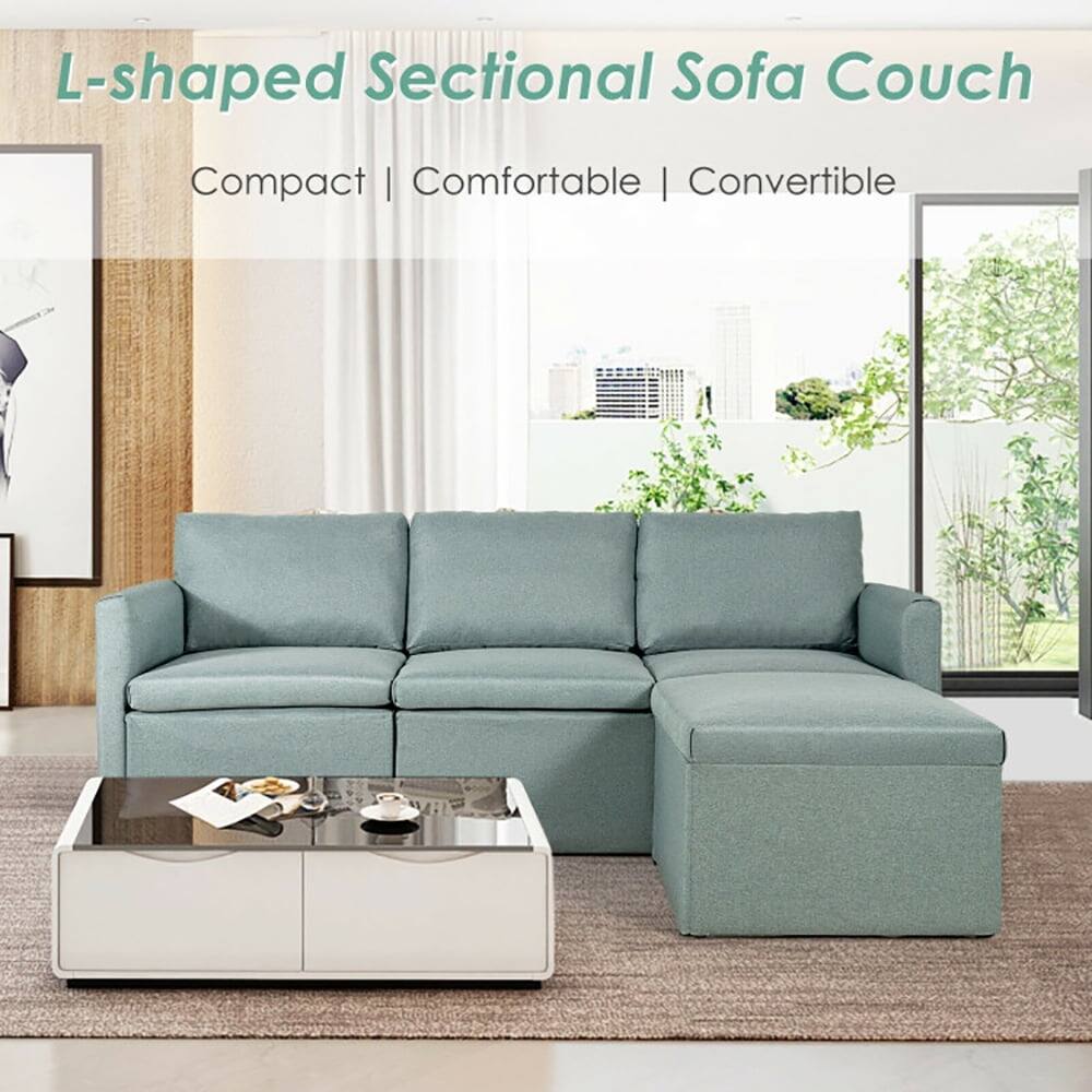 L-shaped Sectional Sofa Couch  
Compact | Comfortable | Convertible