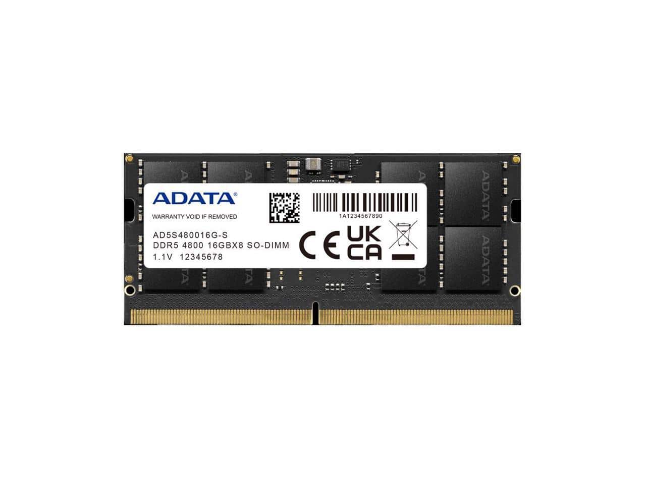 ADATA - 16GB 262-Pin DDR5 SO-DIMM DDR5 4800 (PC4 38400) Laptop Memory Model AD5S480016G-S - Black