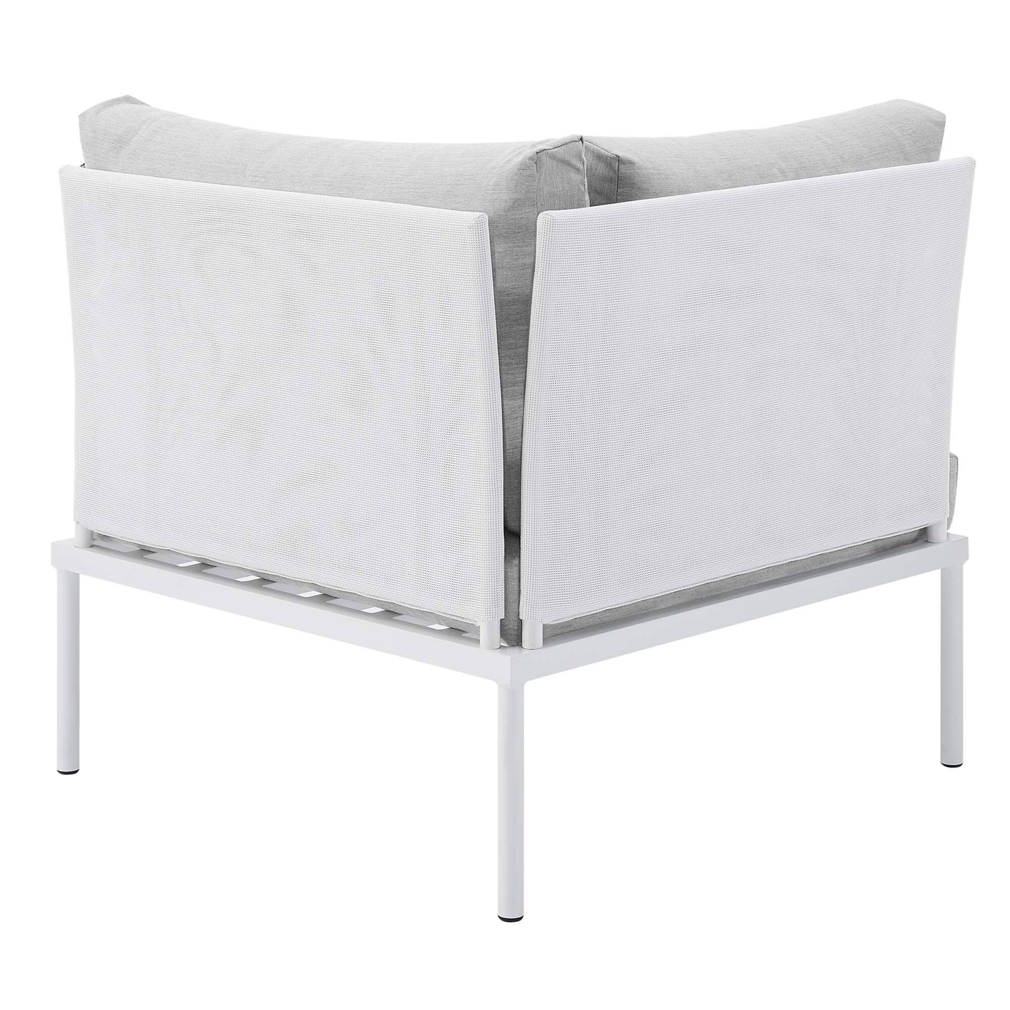 Alt View 2. Modway - Harmony Sunbrella® Outdoor All Mesh Corner Chair by Modway - White Gray.