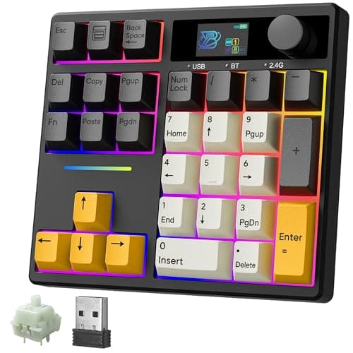 Comfort Essence - Td31pro Mechanical Number Pad Bluetooth5.0type-c Wireless Numeric Keypad Rgb Hotswap Numpad With Screen&knob - Black-Grey