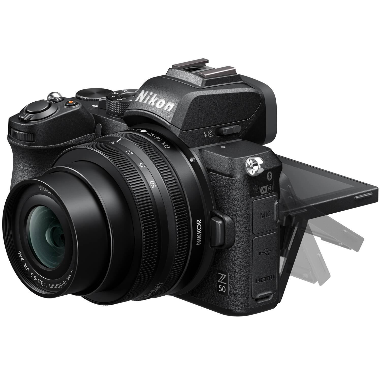 Nikon Z50  
Nikkor Z 16-50mm f/3.5-6.3 VR  
Wi-Fi  
MIC  
HDMI