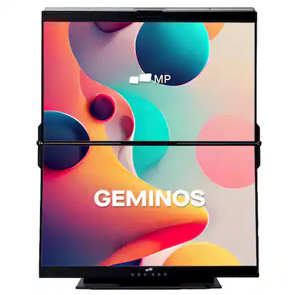 Front. Mobile Pixels - Geminos X 1440p 24-In. Dual-Screen Desktop Monitor - Black.