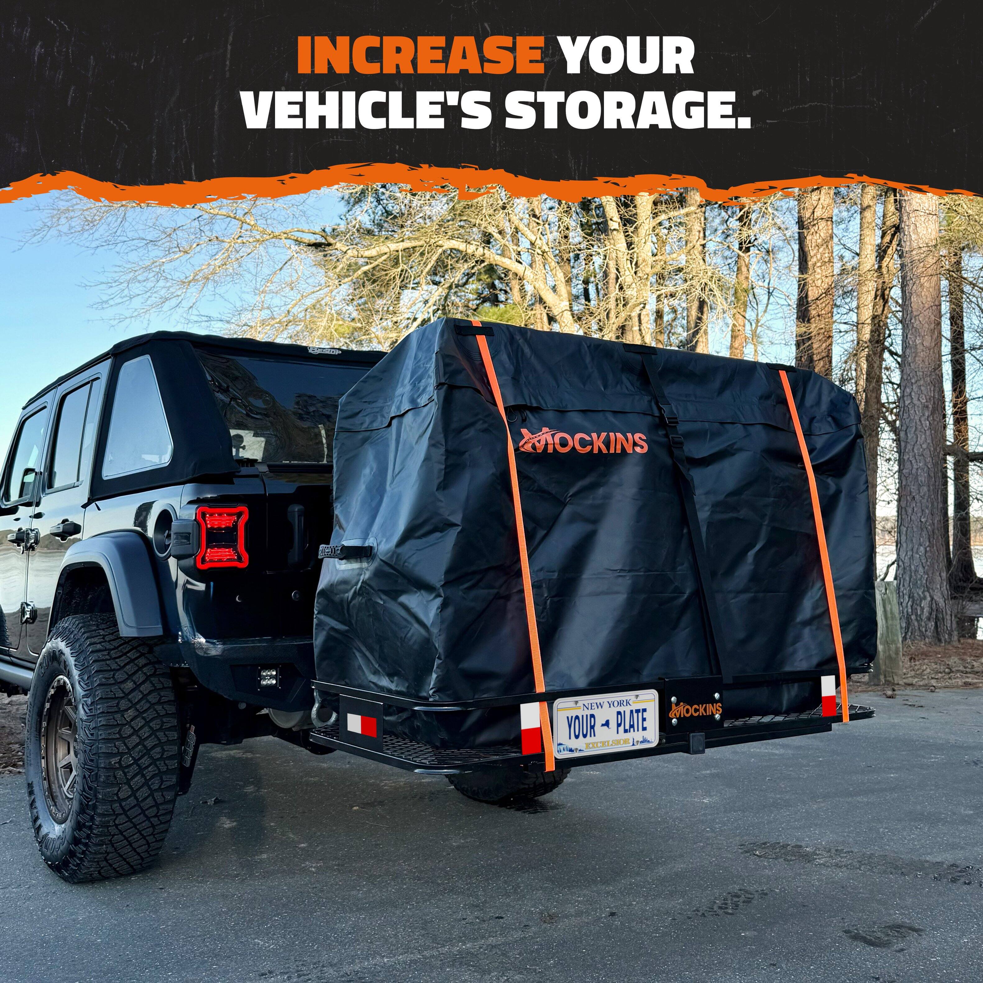 INCREASE YOUR VEHICLE'S STORAGE.

OCKINS
NEW YORK
YOUR PLATE
OCKINS