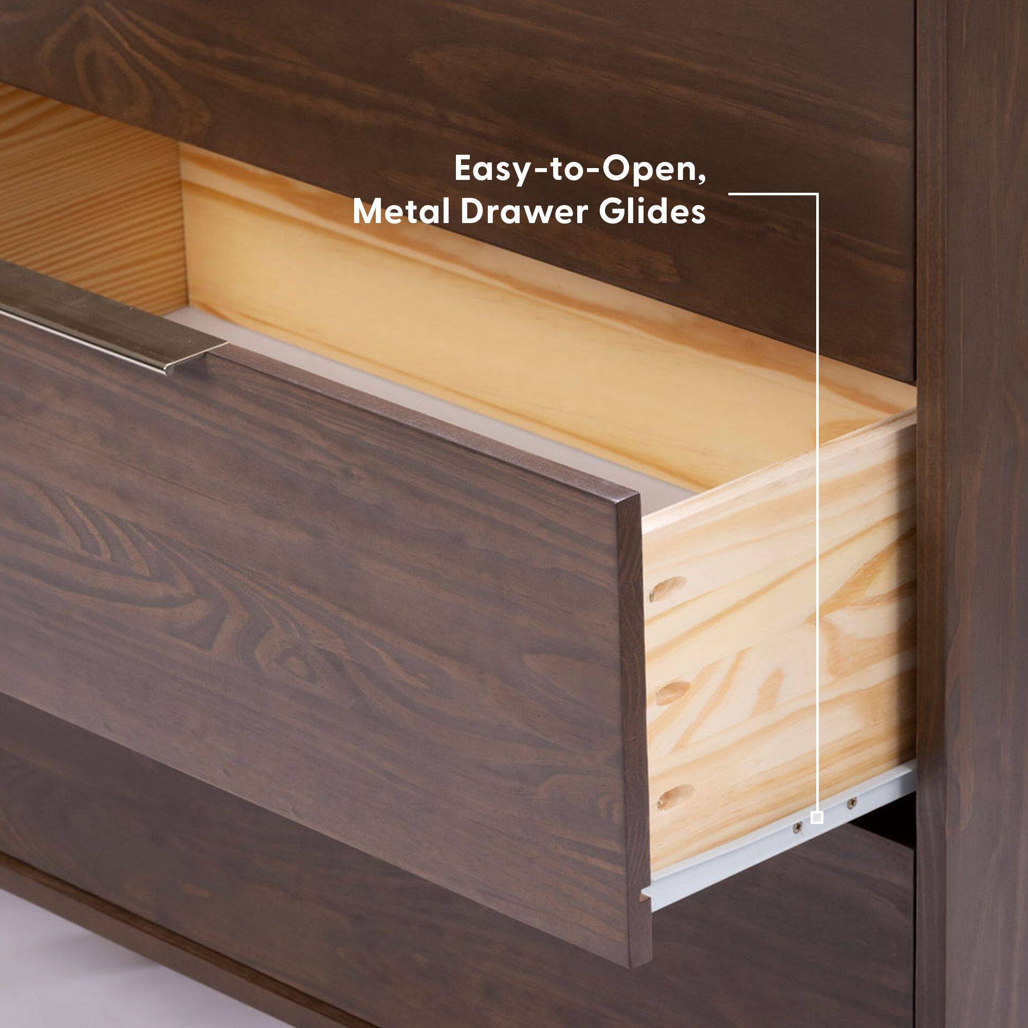 Easy-to-Open, Metal Drawer Glides