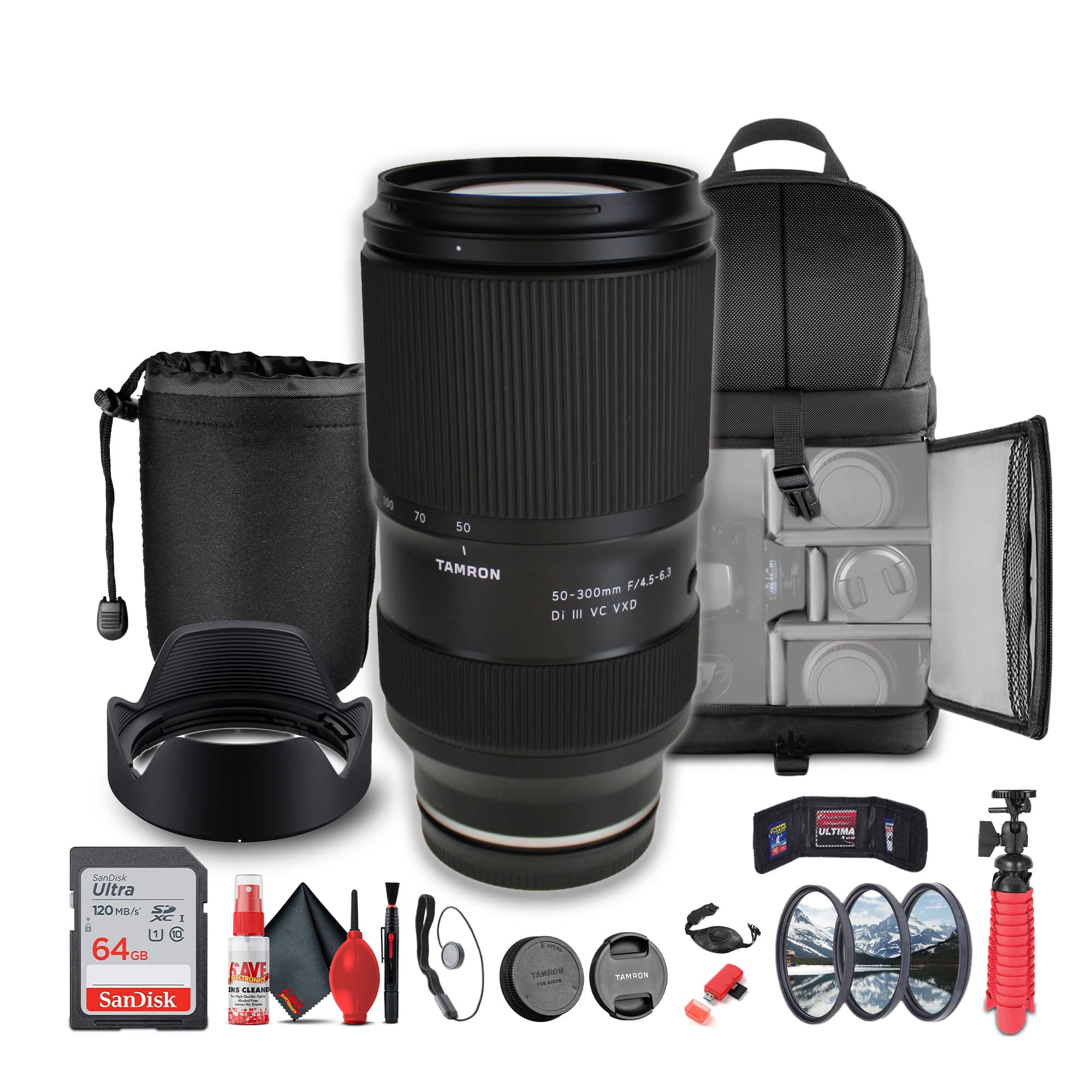 Bundle - Tamron - 50-300mm f/4.5-6.3 Di III VC VXD Lens For (Sony E) Mirrorless Cameras - - Black