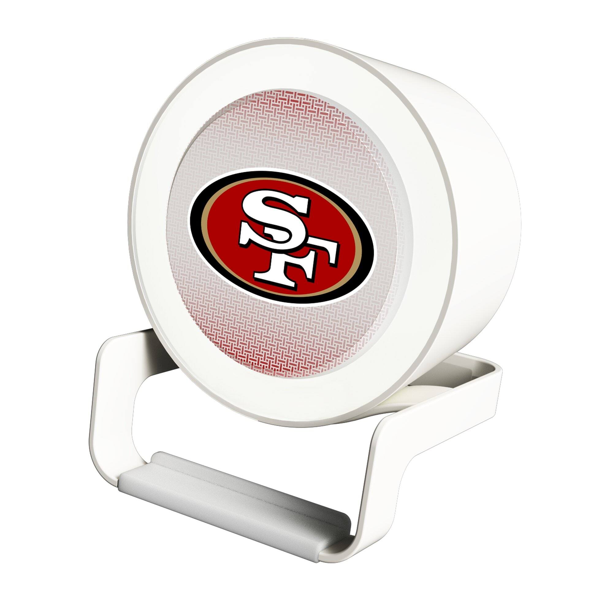 Front. Keyscaper - San Francisco 49ers Linen Print Nightlight Charger & Bluetooth Speaker - White.