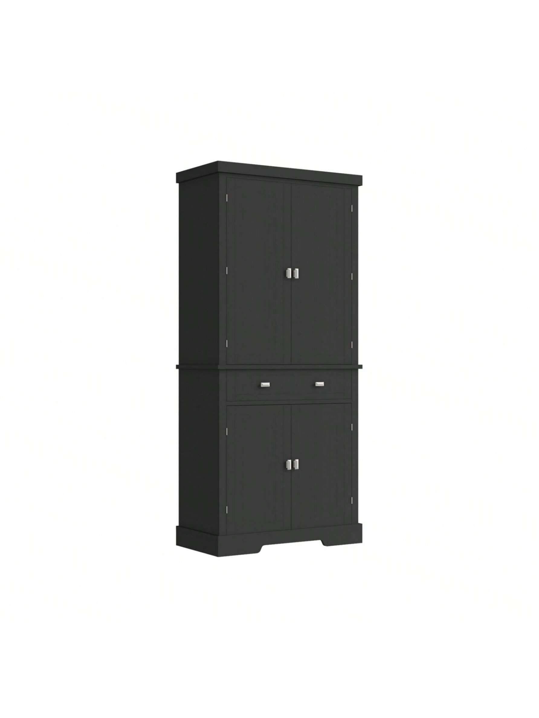 Alt View 1. GARVEE - 72" Kitchen Pantry Cabinet, Freestanding Tall Storage Cabinet With 6 Door Shelves, 2 Cabinets And 1 Drawer - Black.