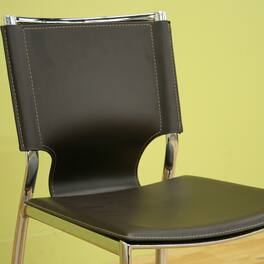 Baxton Studio - Leather Dining Chair With Chrome Frame - Brown