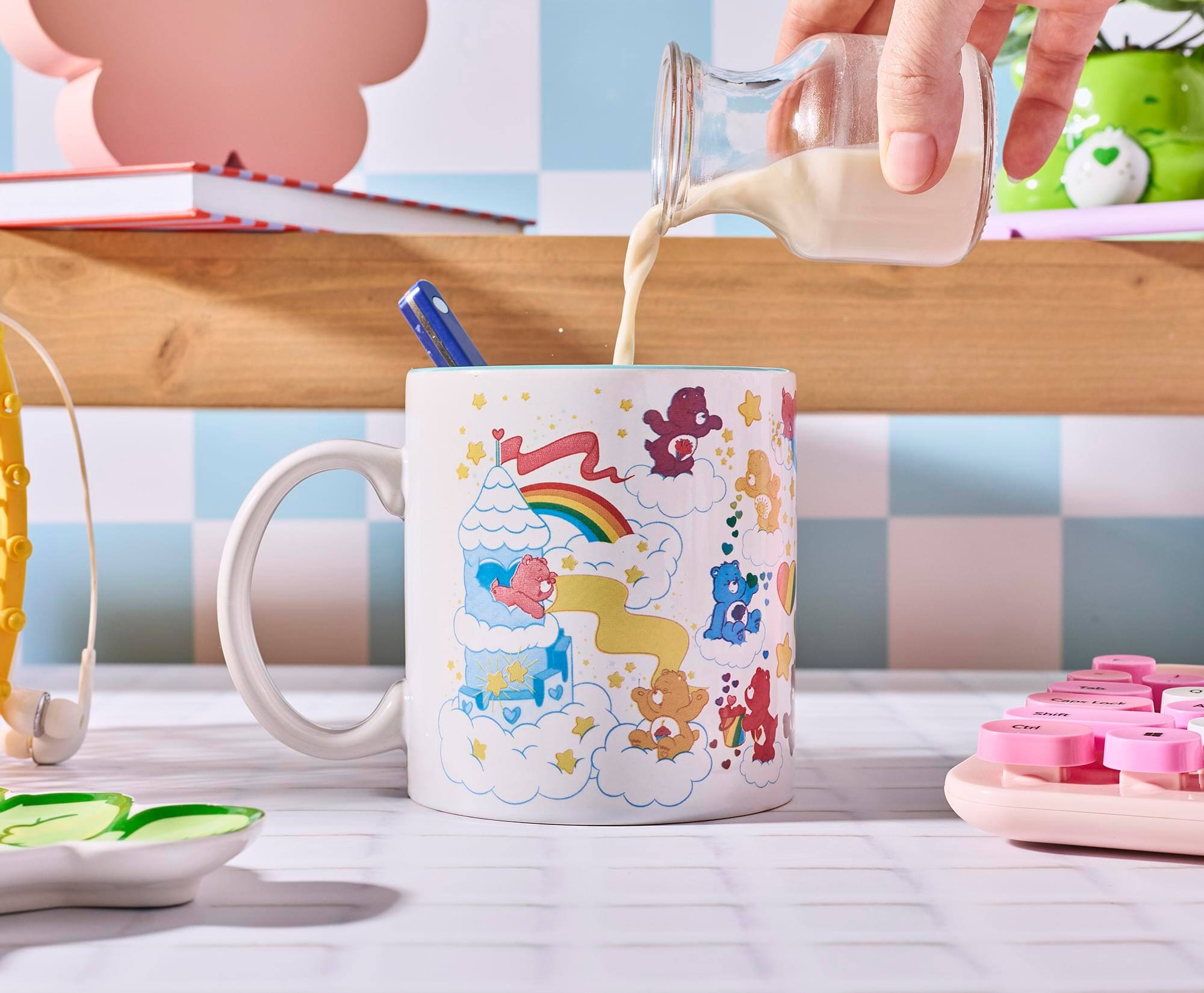 Alt View 4. Silver Buffalo - Care Bears Care-A-Lot 20-Ounce Ceramic Mug - White.