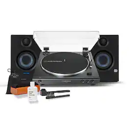 Audio-Technica - AT-LP60X Turntable with Monitors and Cleaning Kit