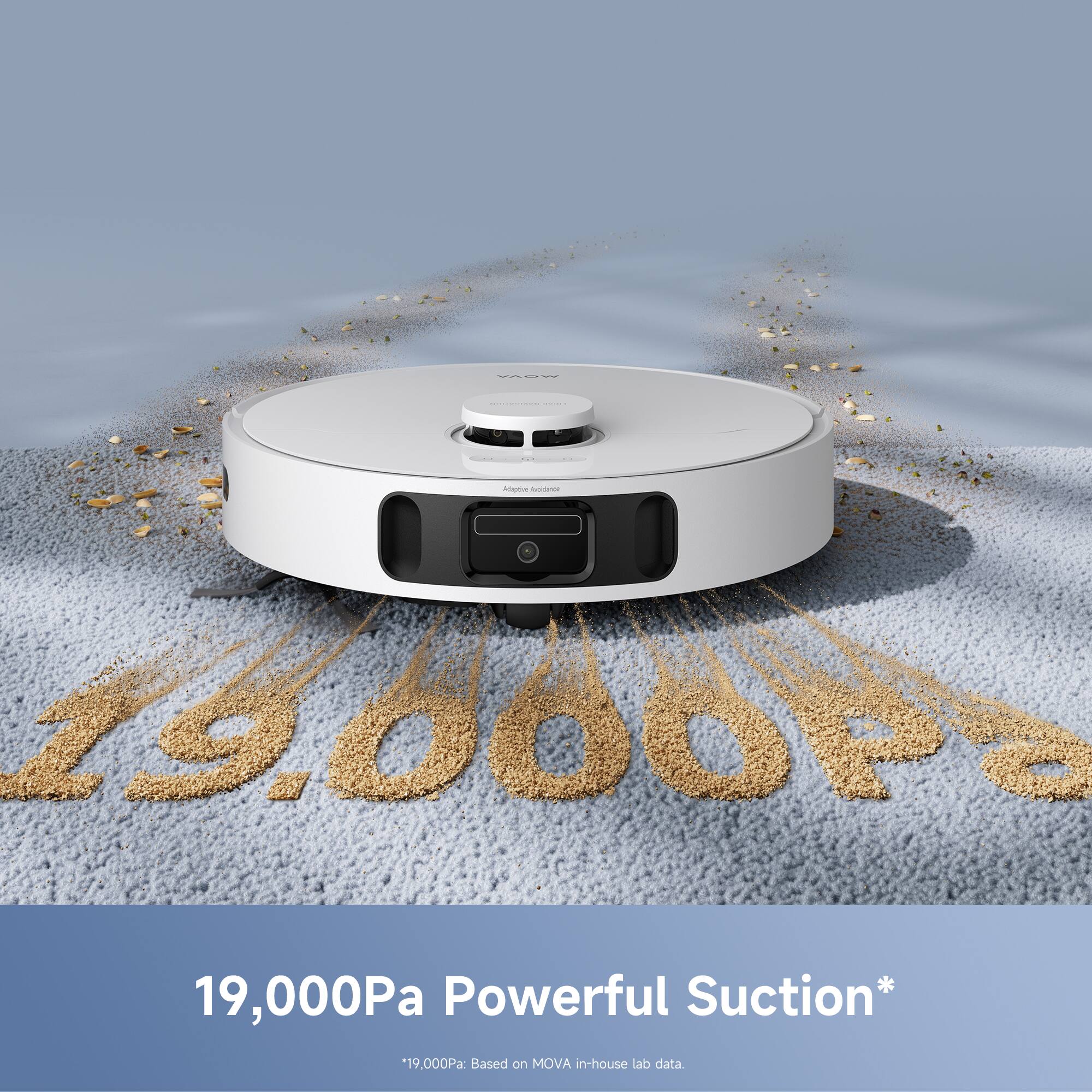 19,000Pa Powerful Suction*  
*19,000Pa: Based on MOVA in-house lab data.