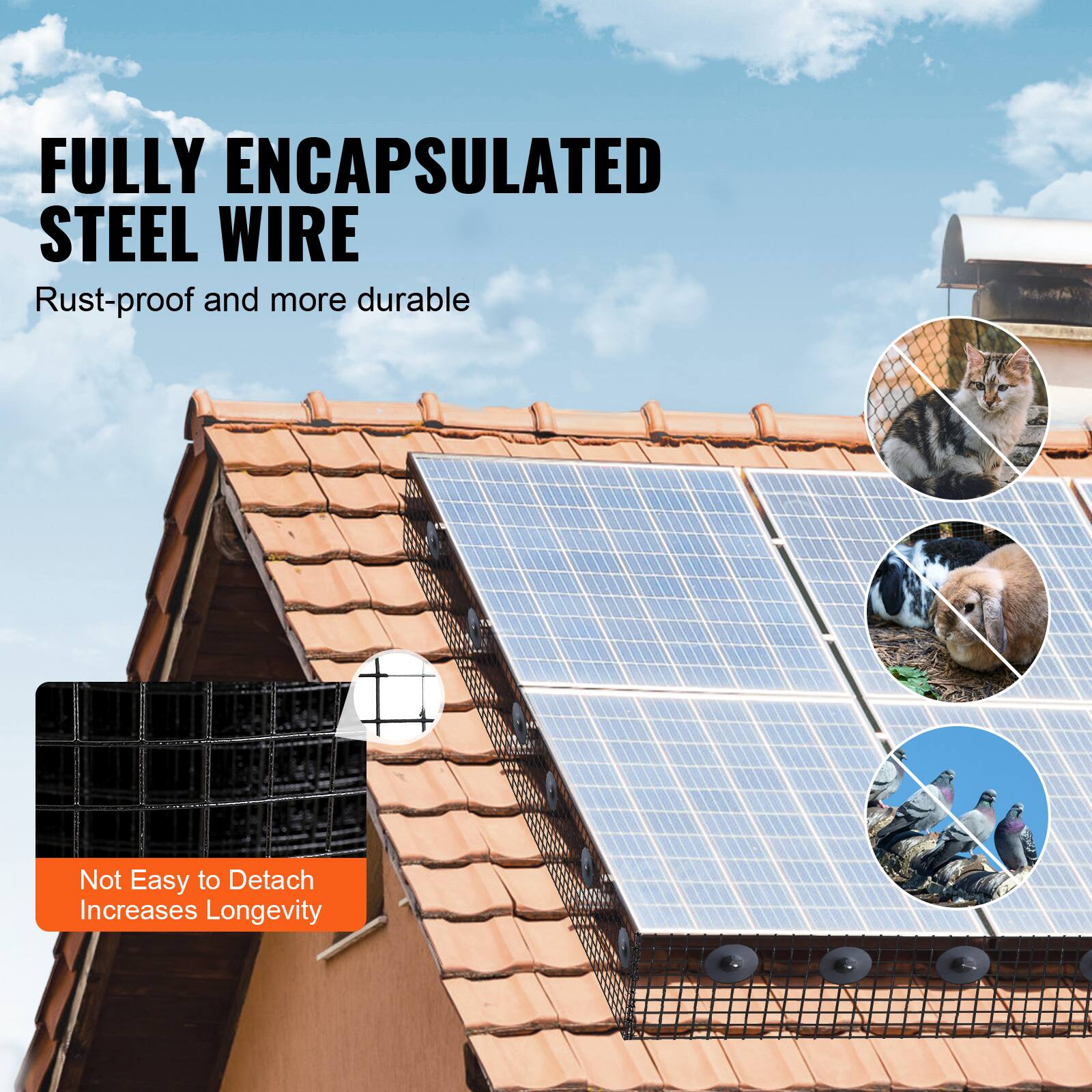 FULLY ENCAPSULATED STEEL WIRE  
Rust-proof and more durable  

Not Easy to Detach  
Increases Longevity