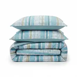 Shavel Home Products - Shavel 100% Polyester Luxury Seersucker Crosshatch Stripe Comforter Set Full/Queen - Teal
