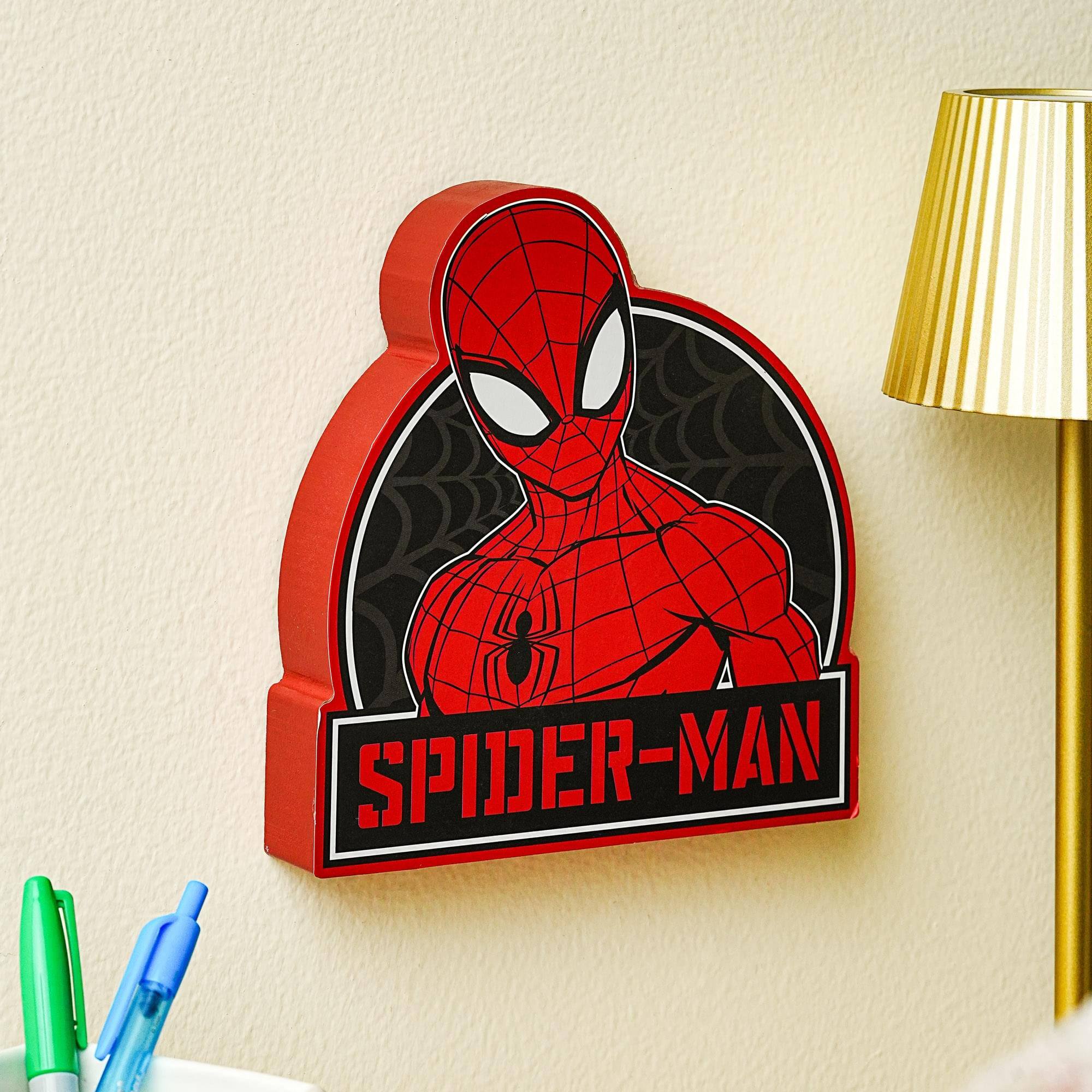 Alt View 4. Marvel - Marvel Spider-Man Die-Cut Wooden Wall Art Sign | 8 x 7 Inches - Red.