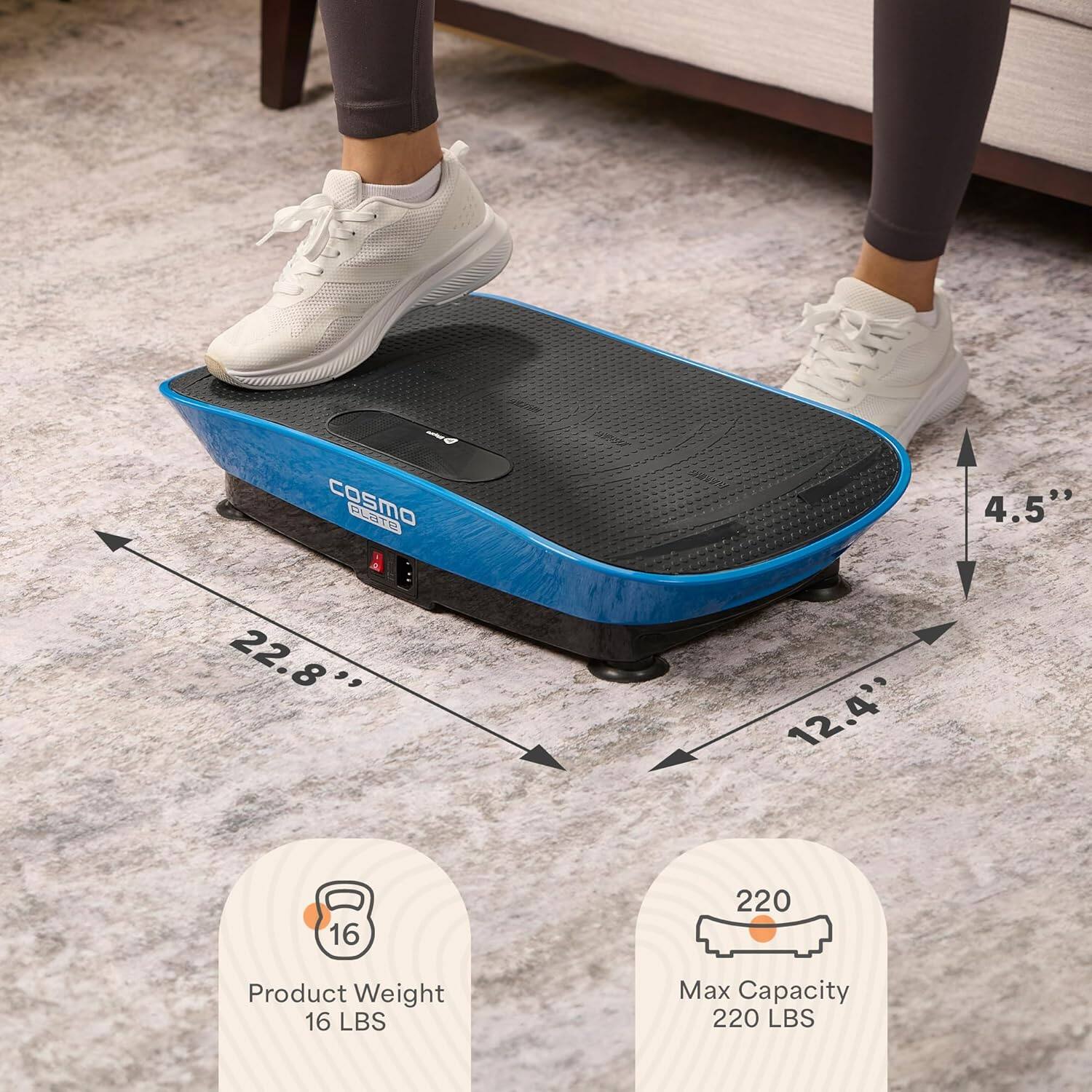 - COSMO SLAT 4.5" 22.8" 12.4" 16 220
- Product Weight 16 LBS
- Max Capacity 220 LBS
