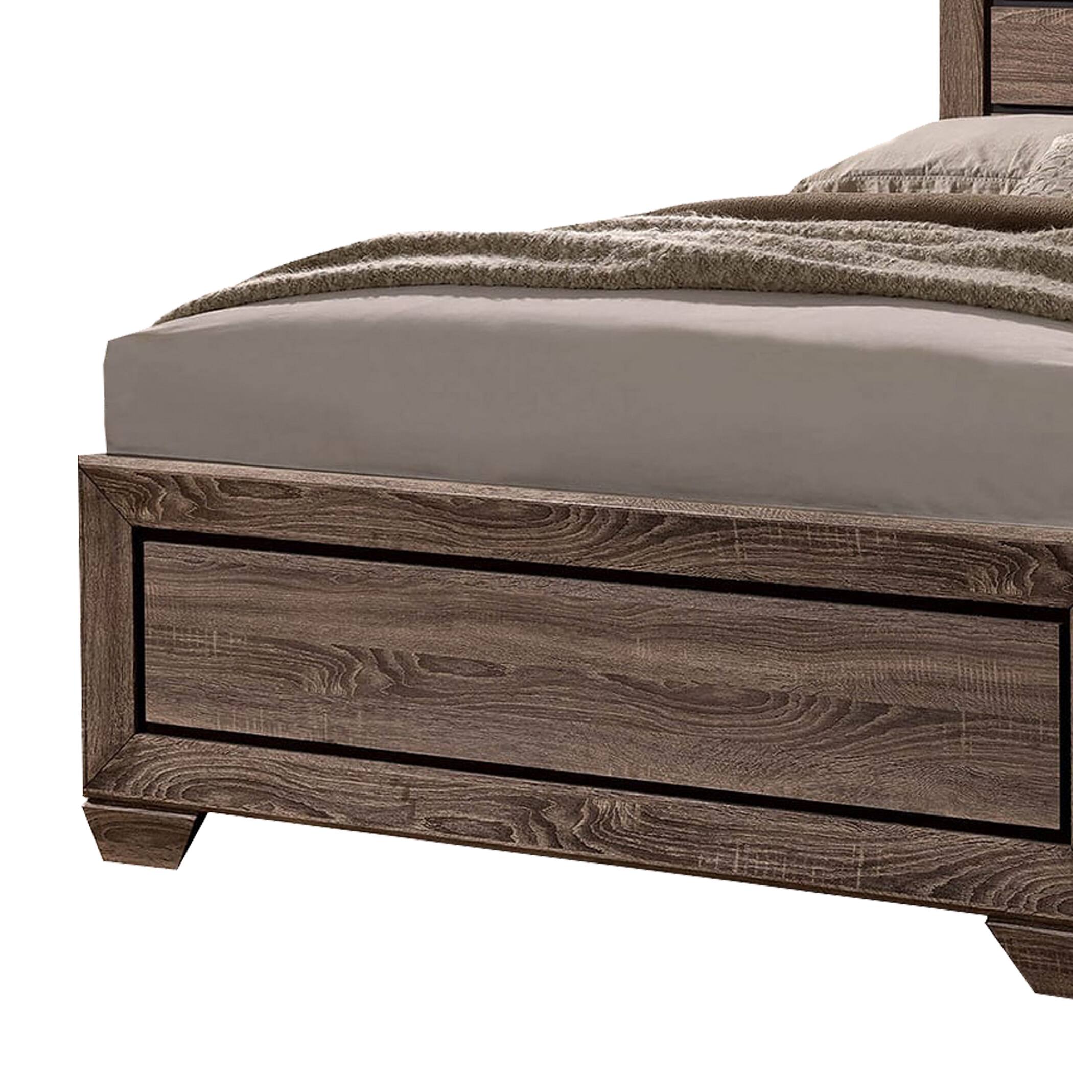 Alt View 1. Manhattan Lane - Wooden Queen Size Bed with 4 Spacious Side Rail Drawers - Brown.