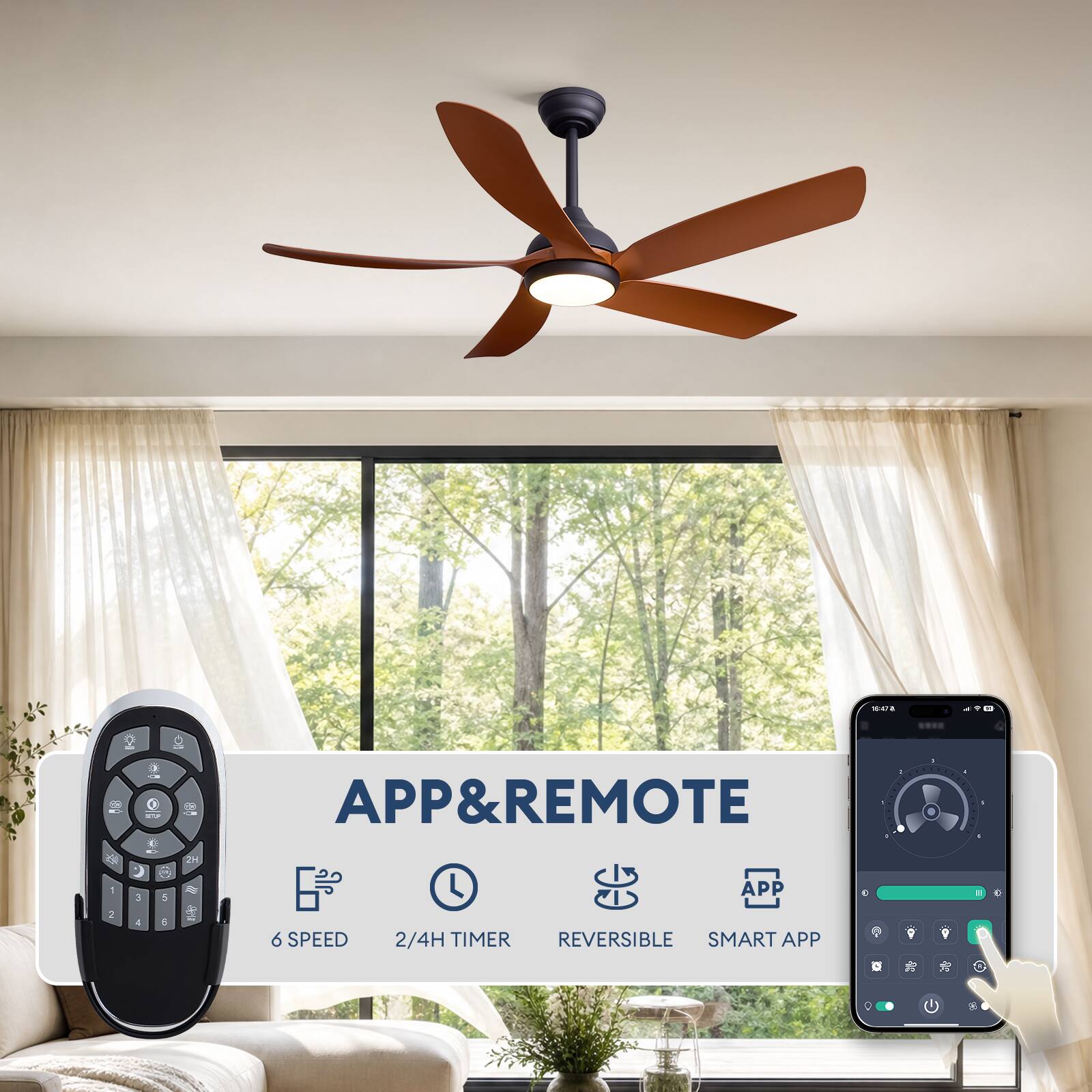 16:47

APP & REMOTE
APP
2
4
6
6 SPEED
2/4H TIMER REVERSIBLE SMART APP