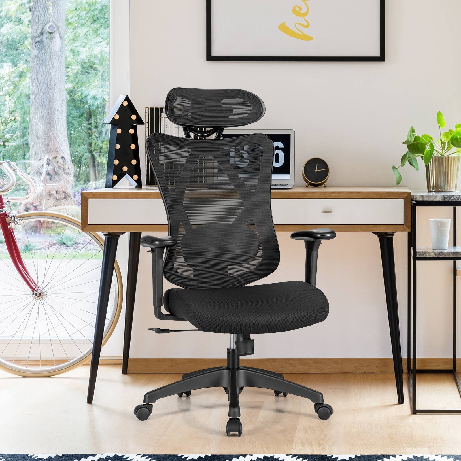 Alt View 9. Ecooso - Ergonomic Office Chair with Headrest, High Back Desk Chair with Armrests and Adjustable Lumbar Support - Black.