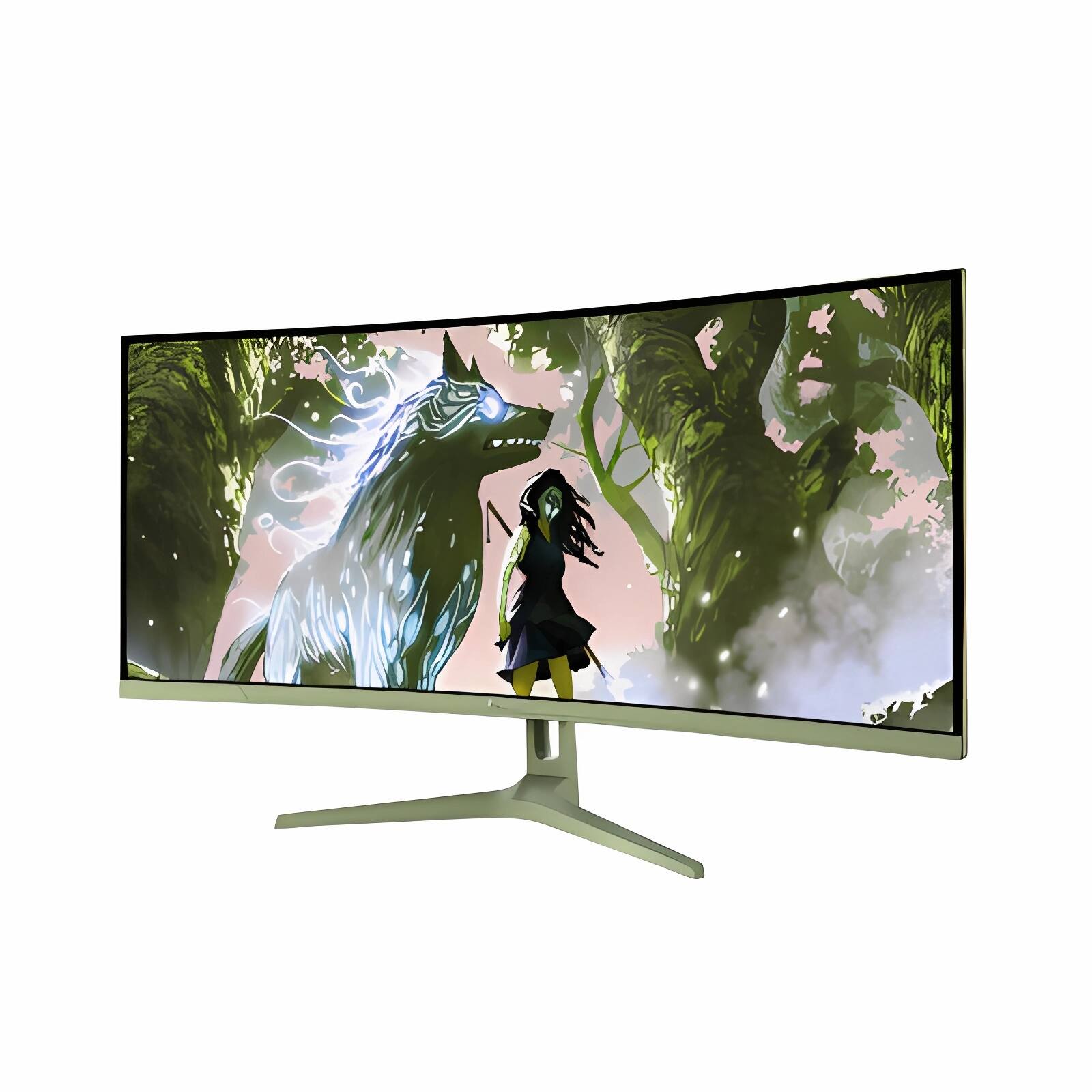 Front. Arozzi - Arozzi – Nova 34" Curved VA UWQHD 165Hz Gaming Monitor – Forest Green - Forest Green.