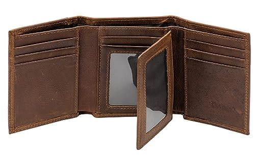 Vulpecula Spade - Mens Leather Wallet,Mens Trifold Wallet Rfid Blocking Genuine Leather Wallet For Men( - Brown