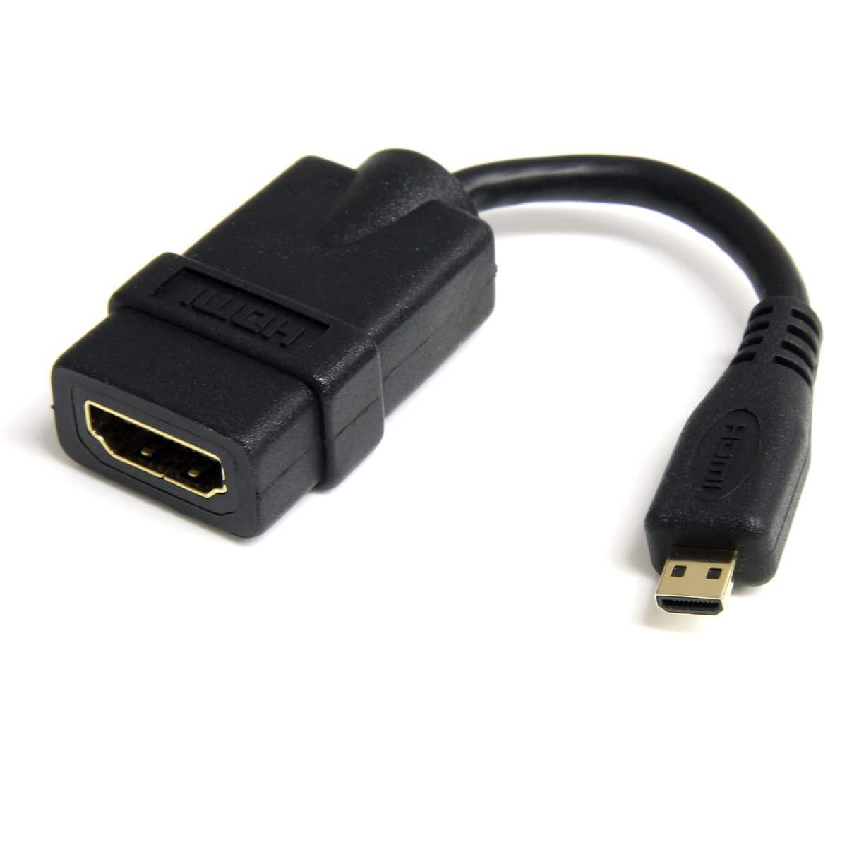 StarTech.com - StarTech 5" 19 Pin HDMI Female to 19 Pin Male Micro HDMI Cable Adapter