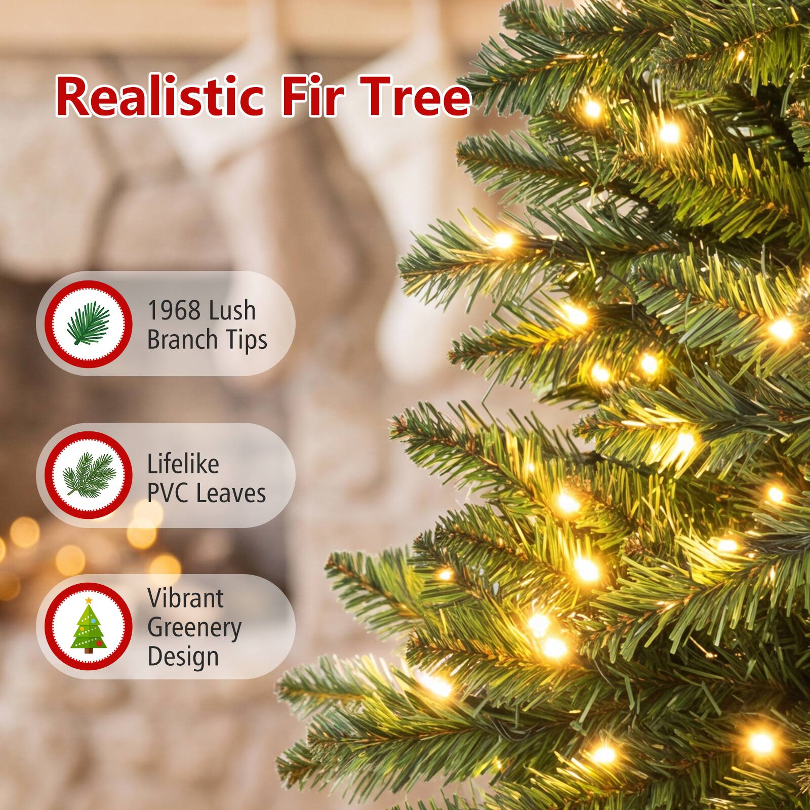 Realistic Fir Tree

1968 Lush Branch Tips

Lifelike PVC Leaves

Vibrant Greenery Design