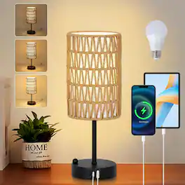 Akoasm - Touch 3 Way Dimmable Table Lamp Desk Lamp Bedside Lamp with Bulb, USB Charging Port and Phone Stand