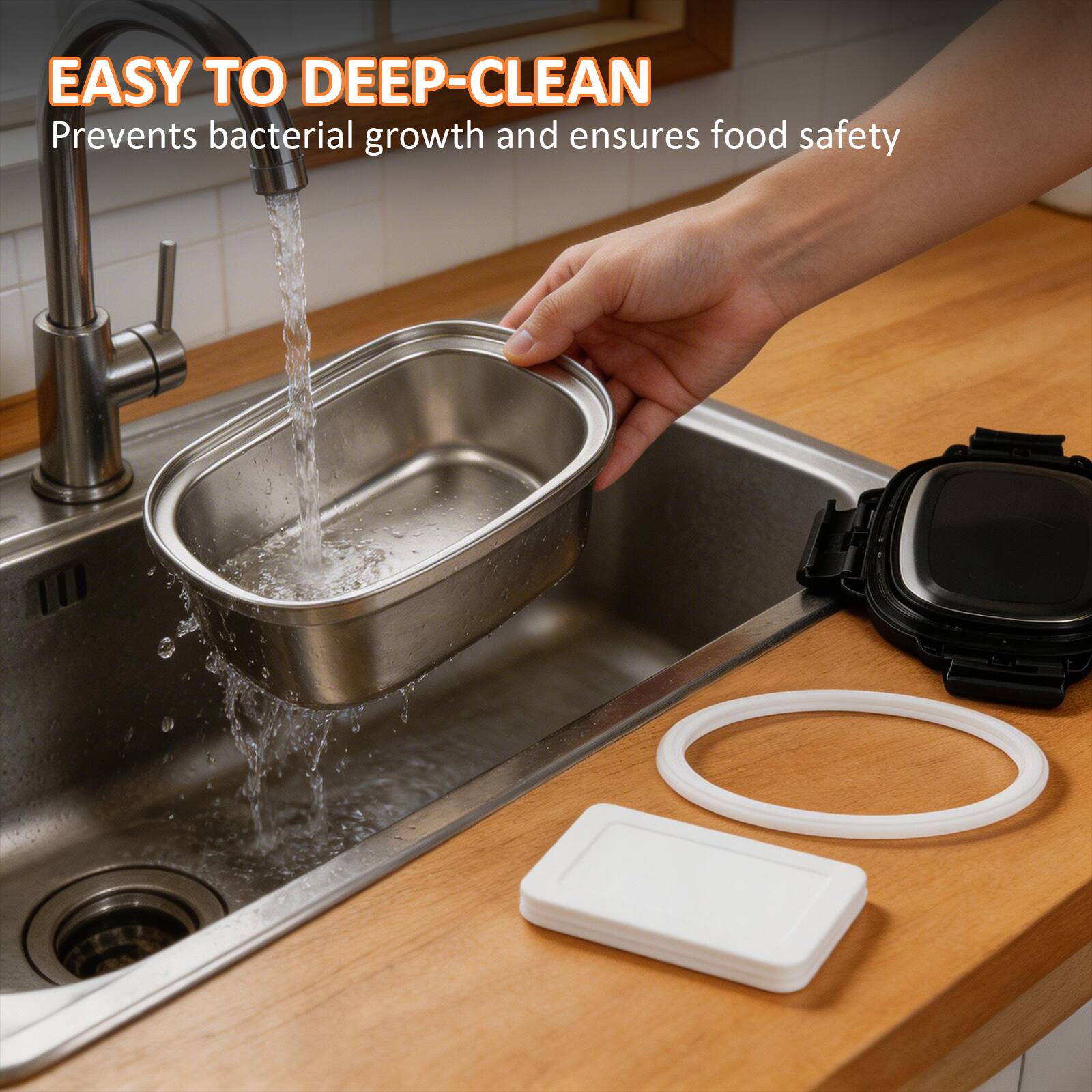 EASY TO DEEP-CLEAN  
Prevents bacterial growth and ensures food safety