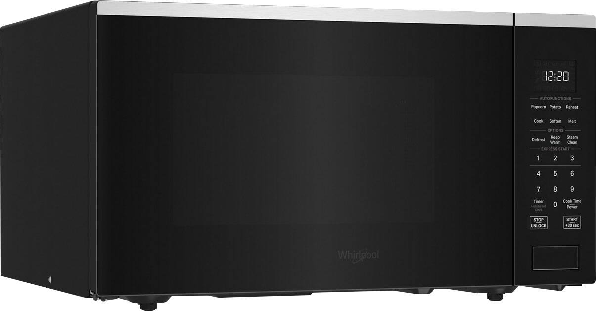 12:20 AUTO FUNCTIONS  
Popcorn Potato Reheat Cook Soften Meat  
OPTIONS  
Defrost Warm Clean  
EXPRESS START  
1 2 3  
4 5 6  
7 8 9  
Timer Hoto N Set Clock 0  
Cook Time Power  
STOP UNLOCK START +30 sec  
Whirlpool