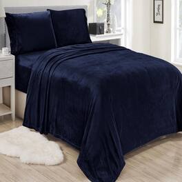 Plazatex - Lavana Microplush Ultra Premium All Season Soft Brushed Sheet Sets, Queen - Navy