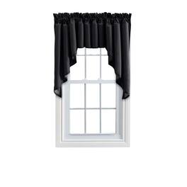 Ellis Curtain - Ellis Stacey Solid Color Window 3" Rod Pocket High Quality Fabric Lined Swag Set 126"x63" - Black