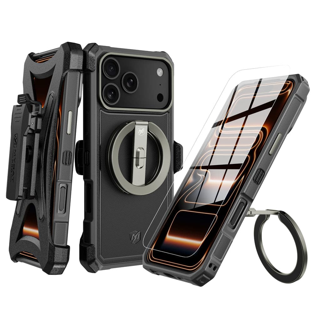Mybat Pro - Renegade Series Case with Detachable Double-Sided Magnetic Stand and Holster for Apple iPhone 18 Pro Max / 17 Pro Max - Black