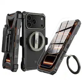 Mybat Pro - Renegade Series Case with Detachable Double-Sided Magnetic Stand and Holster for Apple iPhone 18 Pro Max / 17 Pro Max - Black