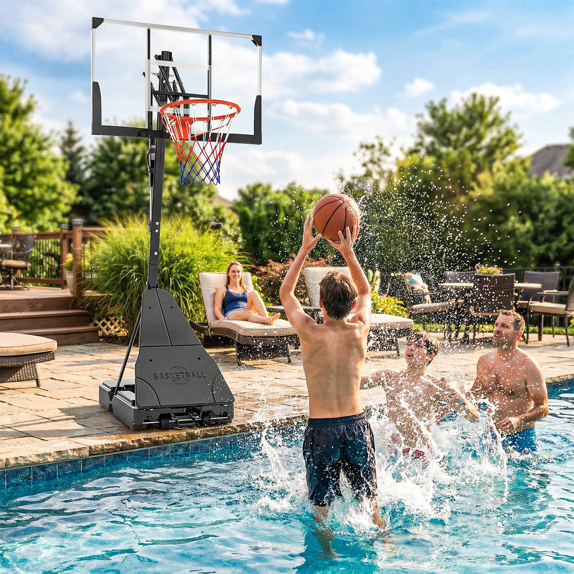 Alt View 8. Soozier - Basketball Hoop Outdoor, 8-10ft Adjustable Basketball Goal, 47 Inch Shatterproof Backboard - Black.