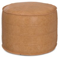 Simpli Home - Brody 20 Inch Round Pouf - Distressed Brown - Front_Zoom