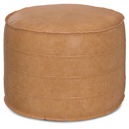 Simpli Home - Brody 20 Inch Round Pouf - Distressed Brown