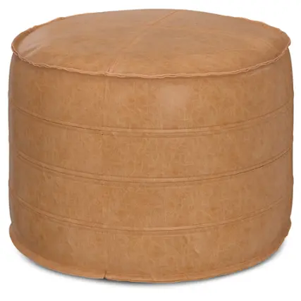 Simpli Home - Brody 20 Inch Round Pouf - Distressed Brown