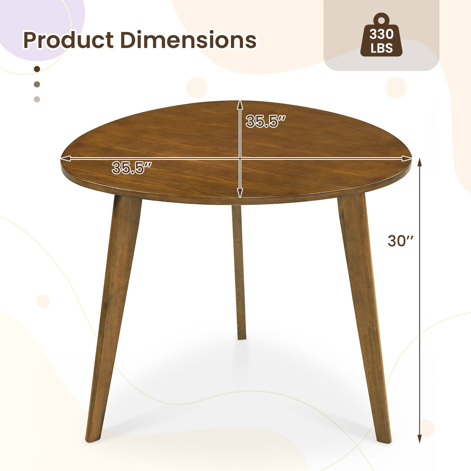 Product Dimensions: 330 LBS, 35.5" x 35.5" x 30"