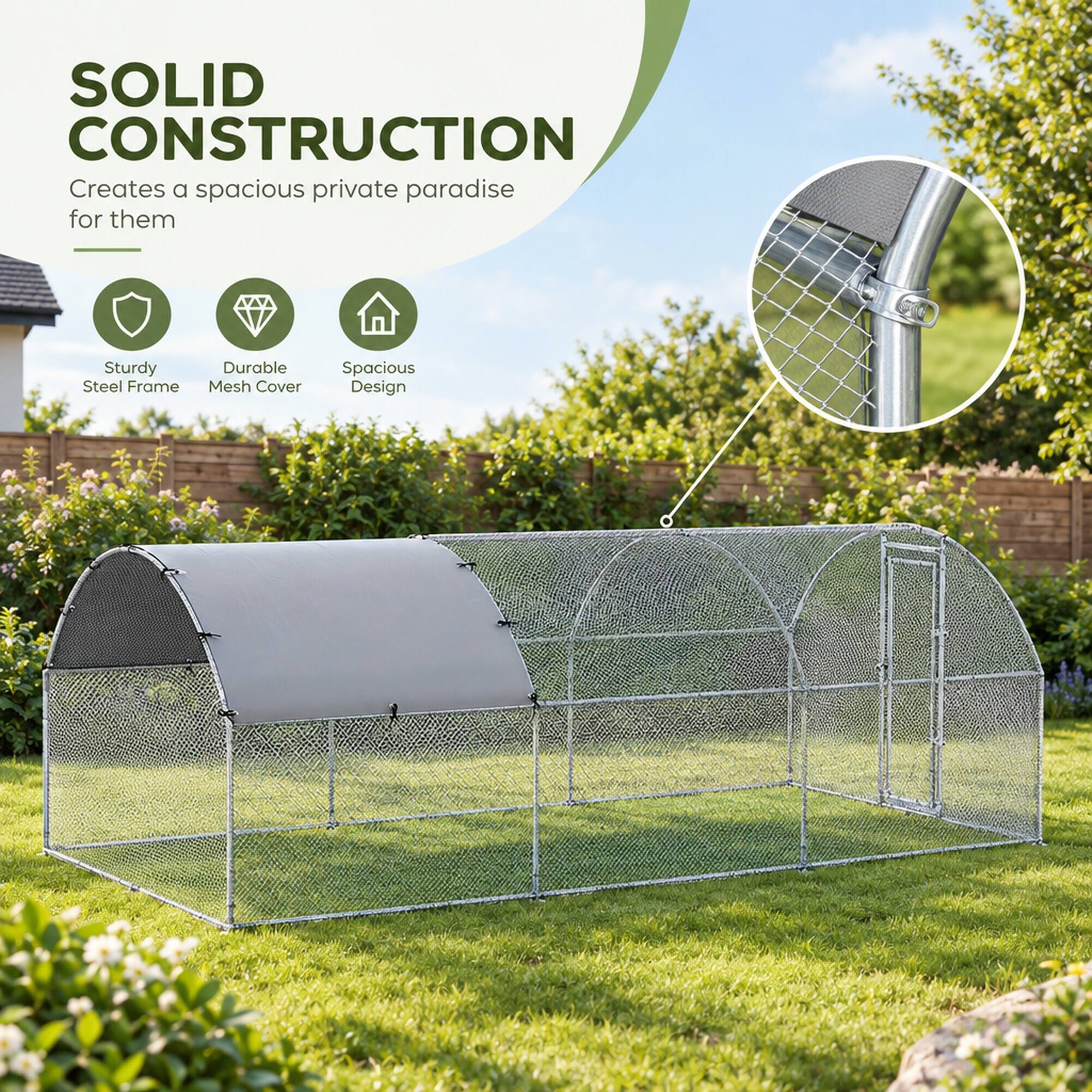 SOLID CONSTRUCTION  
Creates a spacious private paradise for them

- Sturdy Steel Frame
- Durable Mesh Cover
- Spacious Design