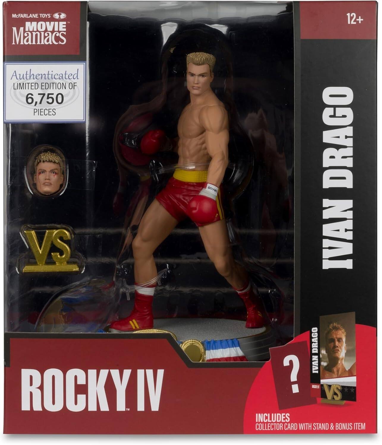 McFarlane Toys Movie Maniacs

Authenticated Limited Edition of 6,750 Pieces

Ivan Drago

12+

Rocky IV

Includes Collector Card with Stand & Bonus Item