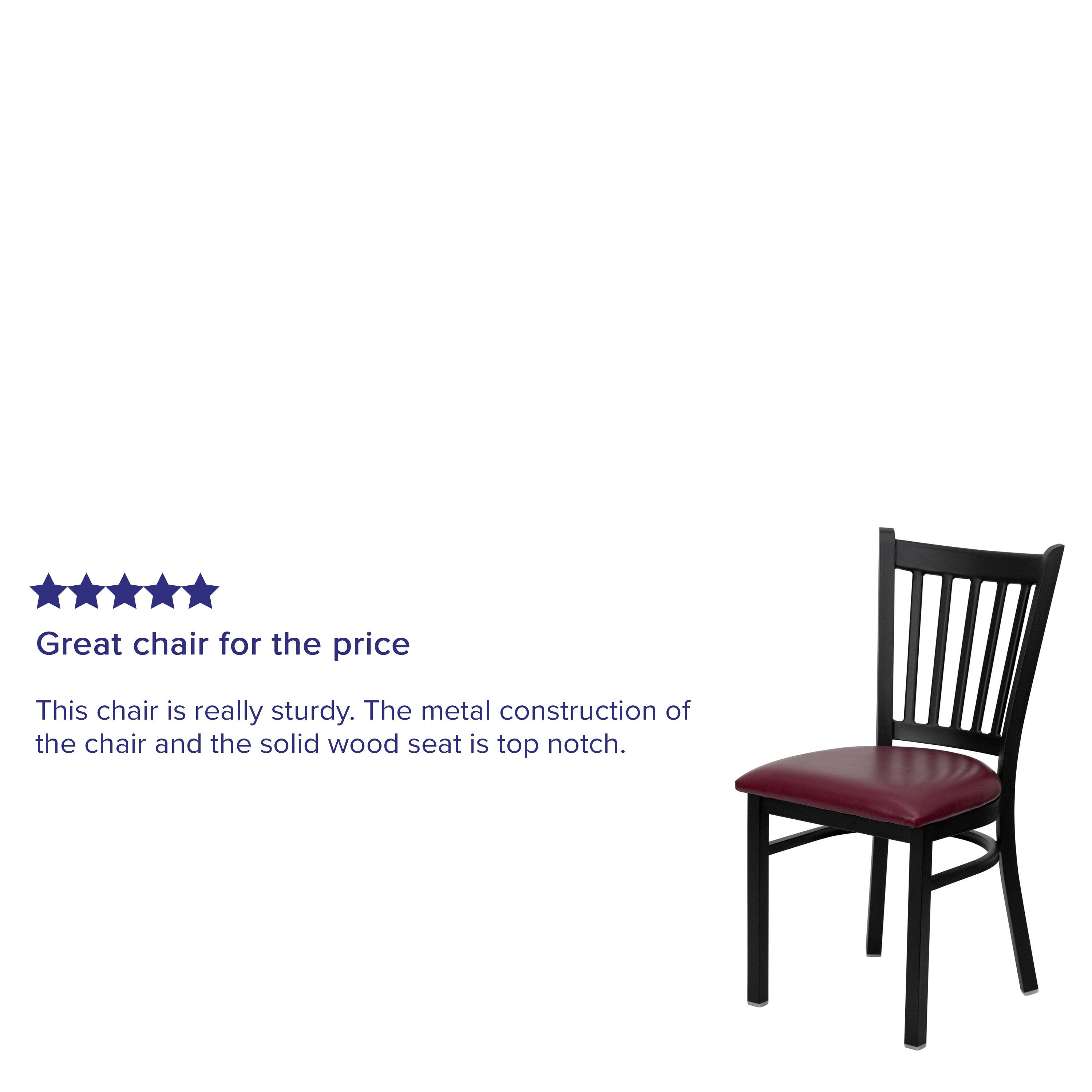 Great chair for the price

This chair is really sturdy. The metal construction of the chair and the solid wood seat is top notch.