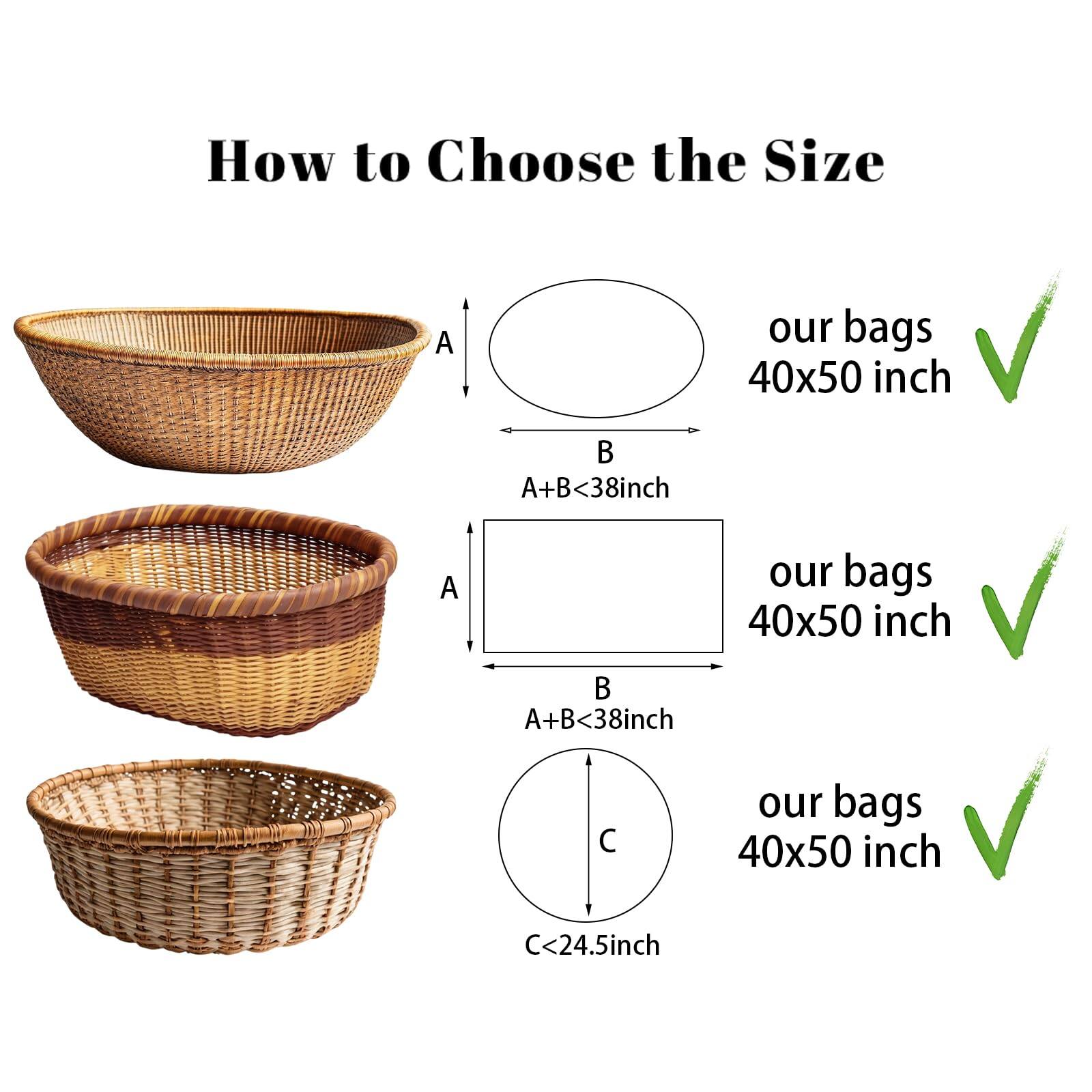 How to Choose the Size

- A + B < 38 inch: our bags 40x50 inch
- A + B < 38 inch: our bags 40x50 inch
- C < 24.5 inch: our bags 40x50 inch