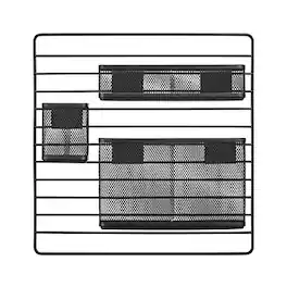 TRU RED - TRU RED™ 3-Compartment Metal Mesh Wall Organizer, (TR61967) - Black