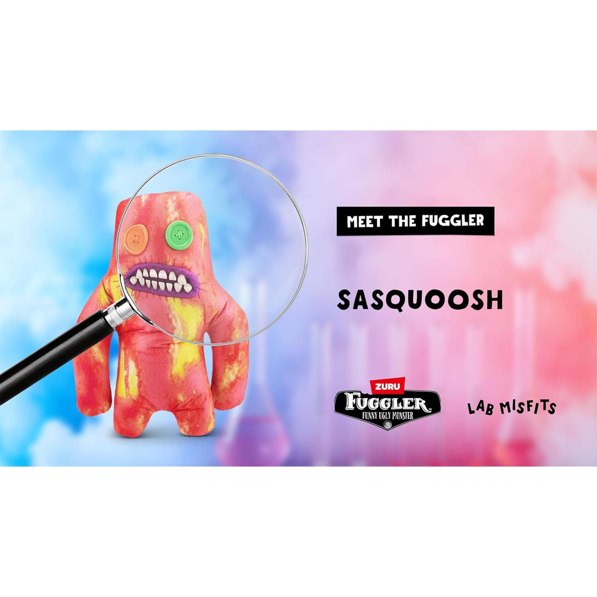 MEET THE FUGGLER  
SASQUOOSH  

ZURU  
FUGGLER  
FUN UGLY MONSTER  

LAB MISFITS