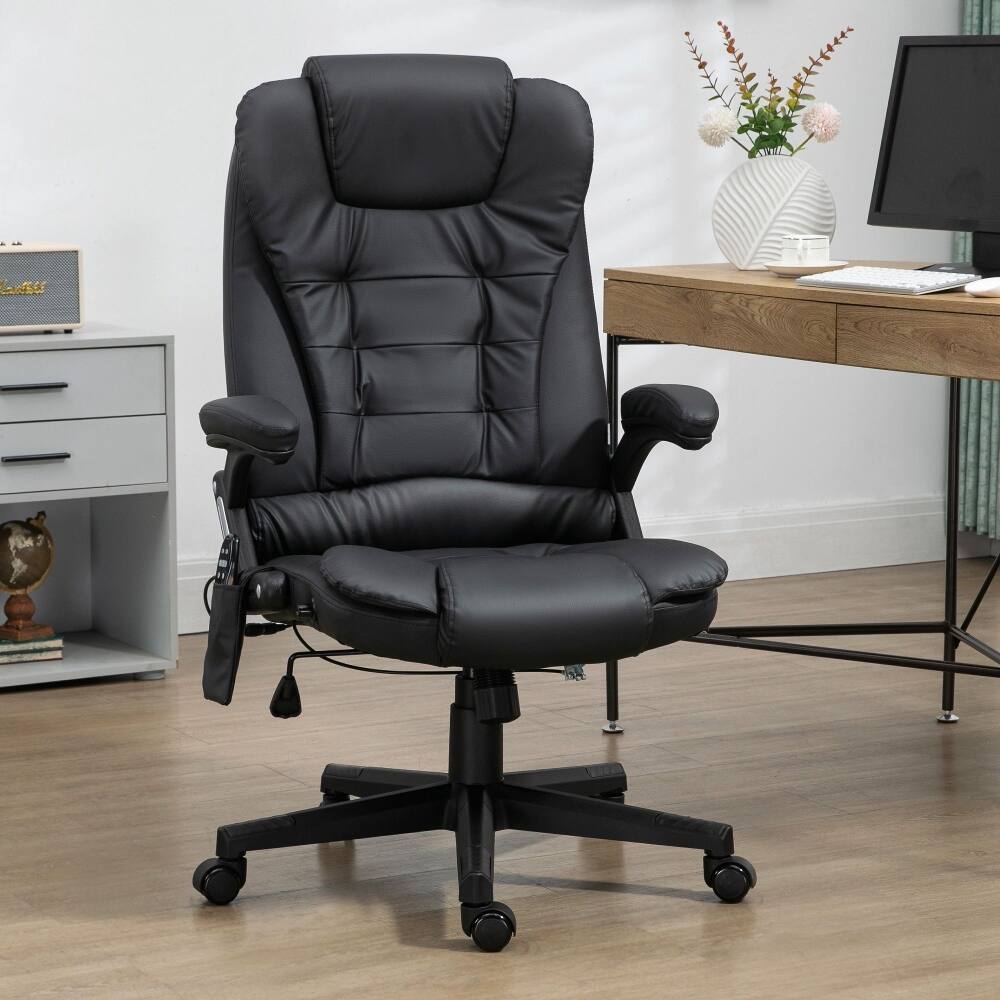 Alt View 6. Loheer - Loheer Heated Massage Office Chair Reclining Desk Chair Black - Black.